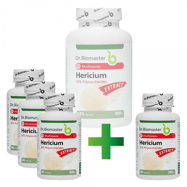 ХЕРИЦИУМ (Hericium erinaceus) – екстракт от лекарствена гъба с 30% полизахариди, 240 капсули / 300 mg