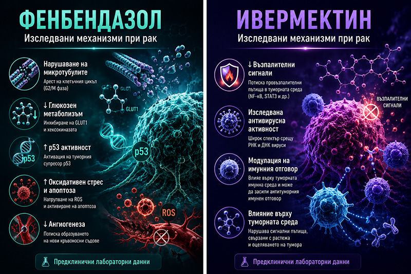 Механизми на действие на Фенбендазол и Ивермектин при рак