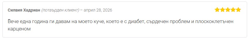 Мнение от Силвия Хадриан за лечебна гъба Кордицепс екстракт на Dr. Biomaster за куче с диабет и карцином